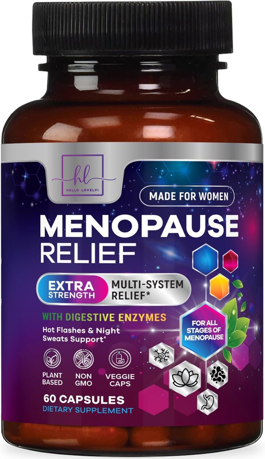 Menopause Supplements for Women – Hot Flash Night Sweats & Menopause Relief Pills – Probiotic Blend 8 Billion CFU Per Serving with Dong Quai & Black Cohosh – Vaginal, Digestive Support – 60 Capsules