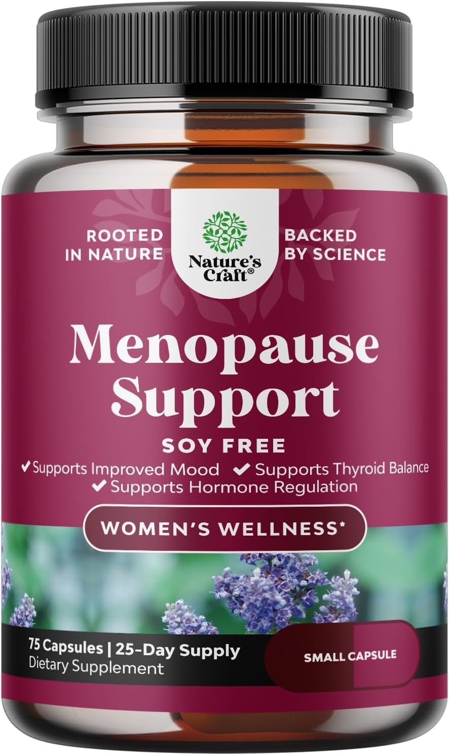 Complete Herbal Menopause Supplement for Women – Soy Free Female Hormone Balance Capsules for Night Sweats Hot Flashes & Mood Swings with Dong Quai, Chaste Berry & Black Cohosh Root – 75 Count
