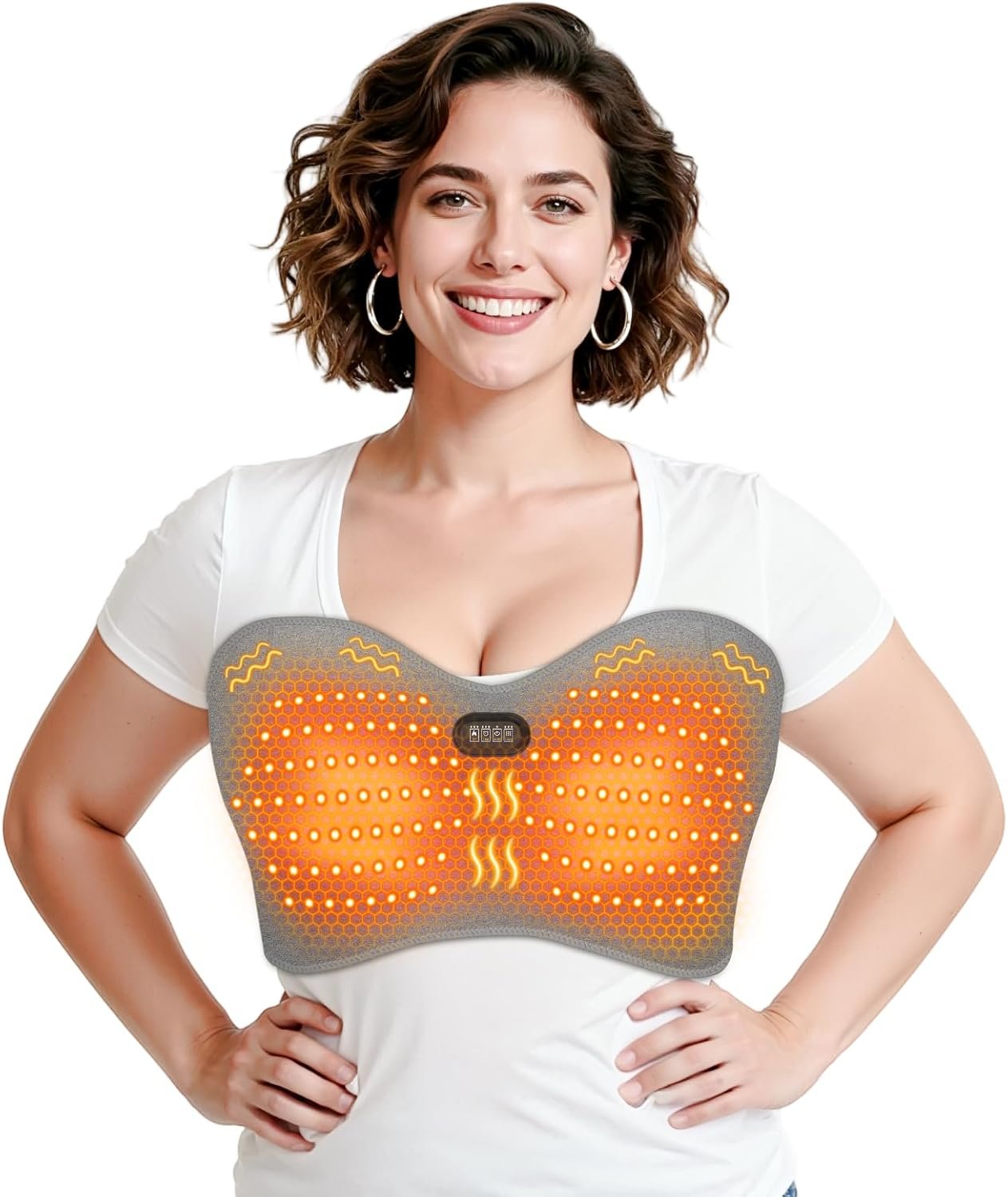 Yabuu Chest Breast Massage Heating Pad Relieve Breast Swelling, Blockage,Breast Hyperplasia Pain,Lactation Milk Stasis,Breast Nodule 3 Temperature,Time,Massage Settings Easy Carrying Thoughtful Gift