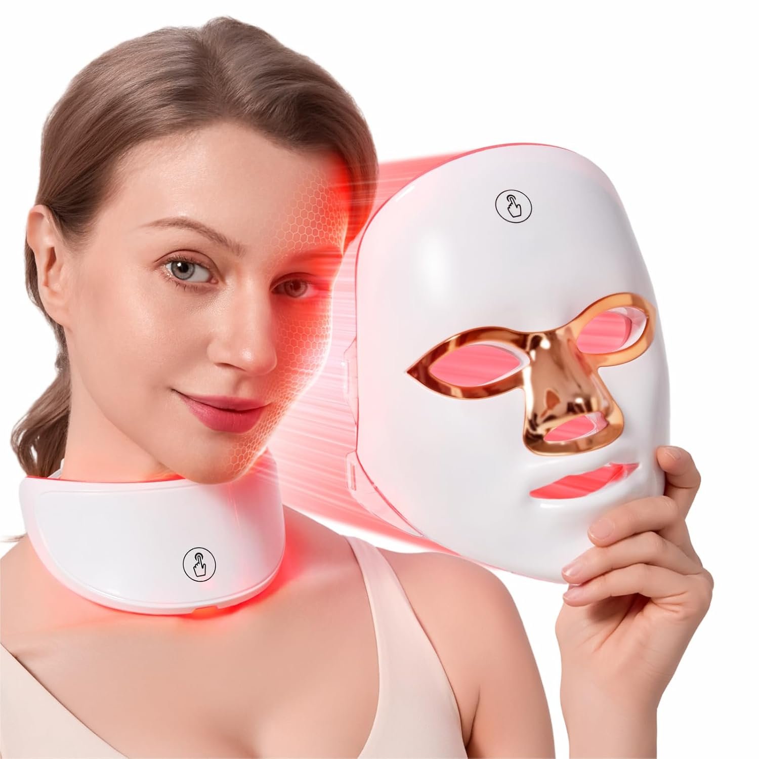 LED Face Mask for Wrinkles, Red Light Therapy for Face, Cordless NIR Red Light Therapy Mask with 7 Light Modes