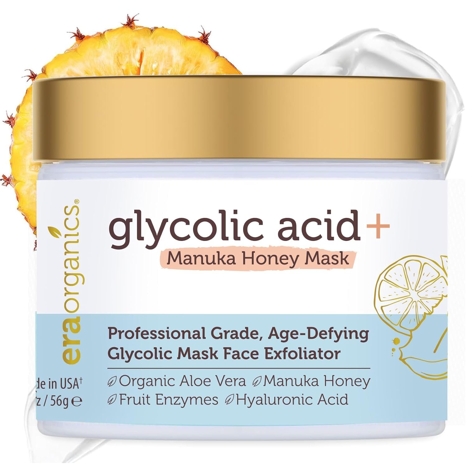 Era Organics Glycolic Acid Peel AHA BHA Exfoliant – USP Grade Clinical Strength Age-Defying At Home Chemical Exfoliant for Face – Salicylic and Lactic Acid, Aloe Vera, Manuka Honey