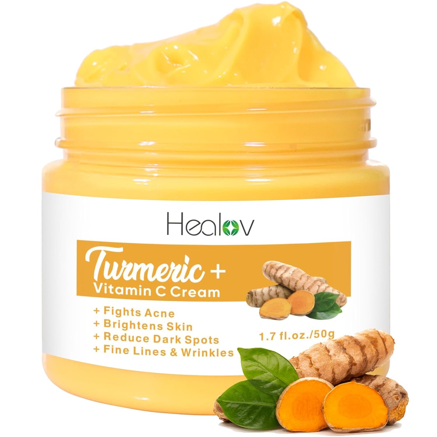 Herblov Turmeric Face Cream for Face & Body – All Natural Turmeric Skin Brightening Lotion – Cleanses Skin, Fights Acne, Evens Tone, Scars, Sun Damage, & Age Spots – Pure Cleansing Cream