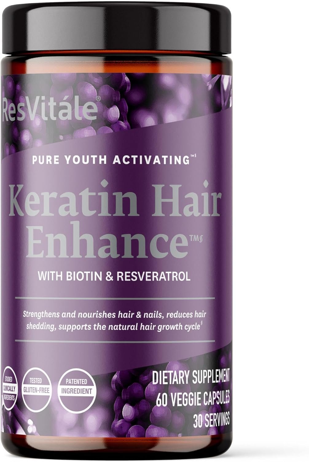 ResVitále Keratin Hair Enhance – Keratin Supplement for Hair Growth – 60 Capsules