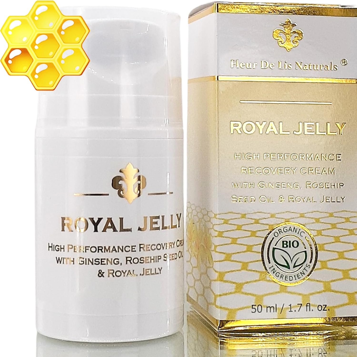 Fleur De Lis Naturals Face Cream Anti Aging Royal Jelly – Natural & Organic Ingredients, Face Moisturizer for Dry Skin, Anti Aging Cream for Face, Anti Wrinkle Cream for Women & Men – 1.7 oz