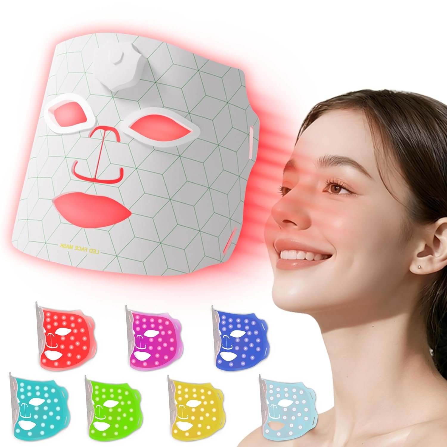 JVV Red Light Therapy for Face, 7 Colors LED Skin Care Mask for Home Use