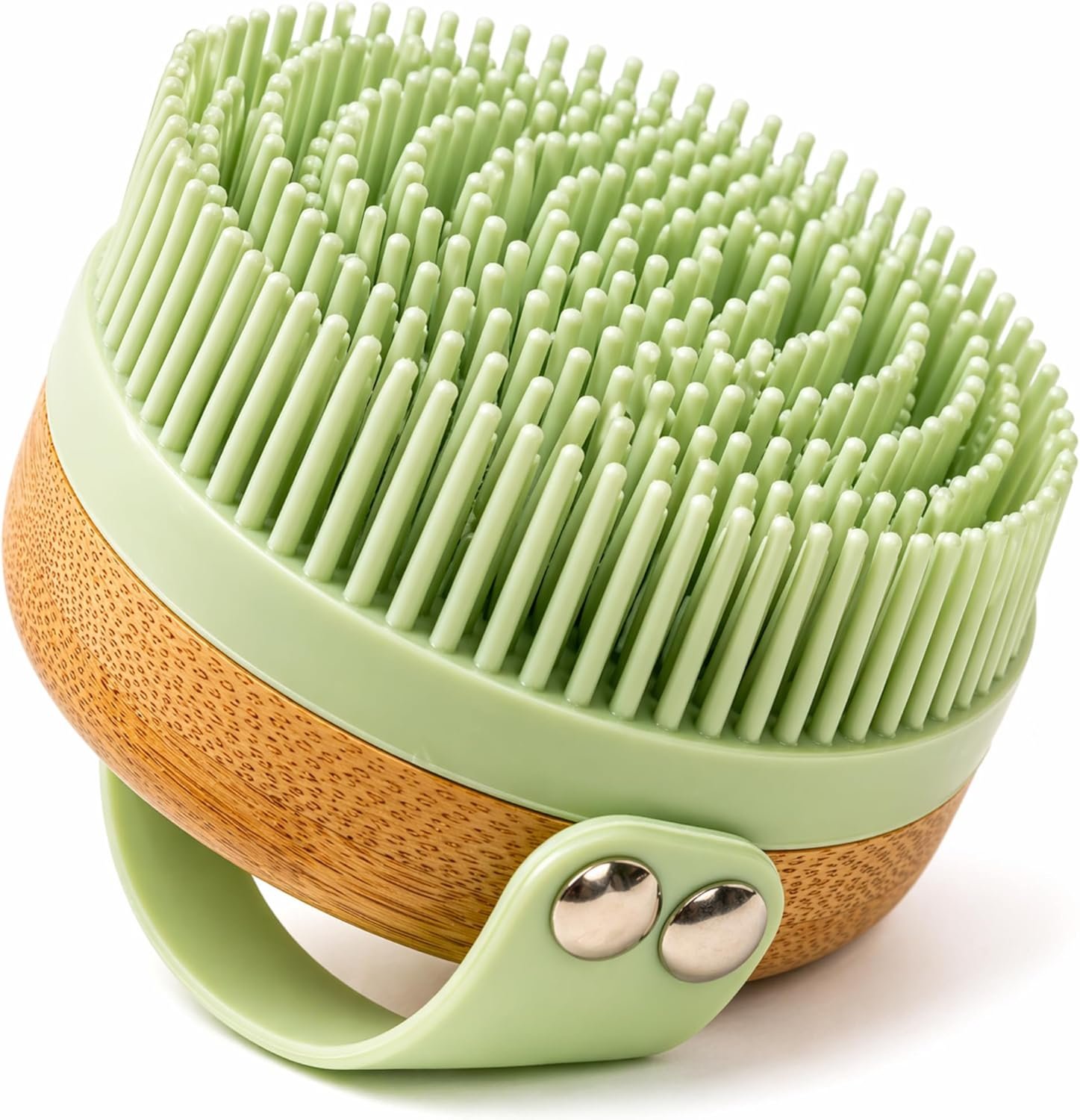 Apex Peak Silicone Body Scrubber with Ergonomic Bamboo Handle – Hygienic Exfoliating Shower Brush for Men & Women – Quick-Drying Loofah Alternative for Deep Cleansing & Glowing Skin