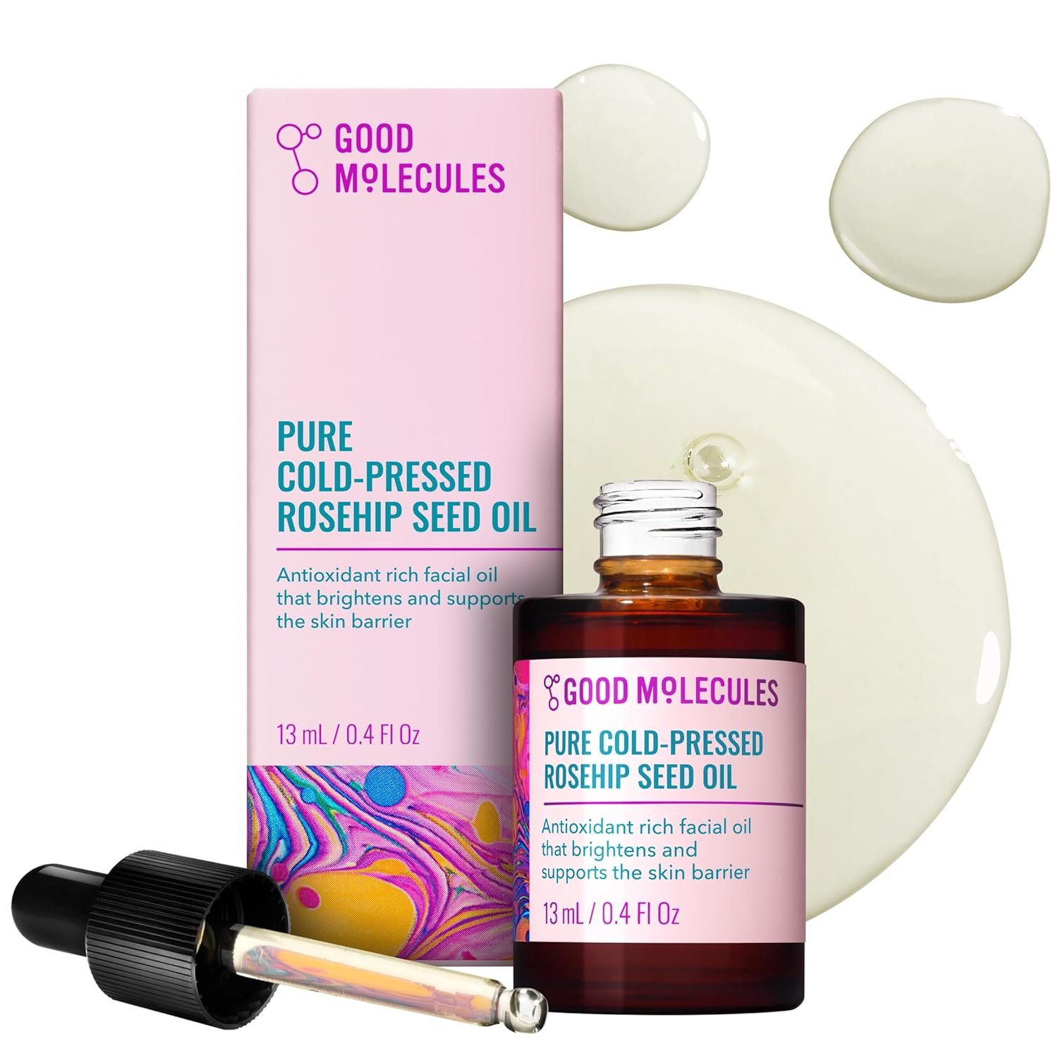Good Molecules Pure Cold-Pressed Rosehip Seed Oil – 100% Natural Rose Hip Oil Light Weight Face Moisturizer for Anti-Aging, and Plumping – Hydrating Facial Skin Care