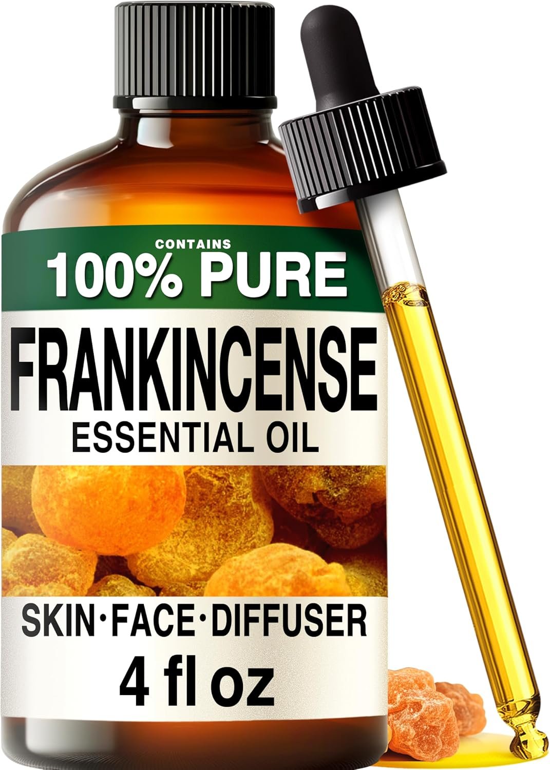 100% Pure Frankincense Oil – 4 Fl Oz Frankincense Essential Oil for Hair, Skin, Diffuser, Aromatherapy & DIY Soap Making Scent