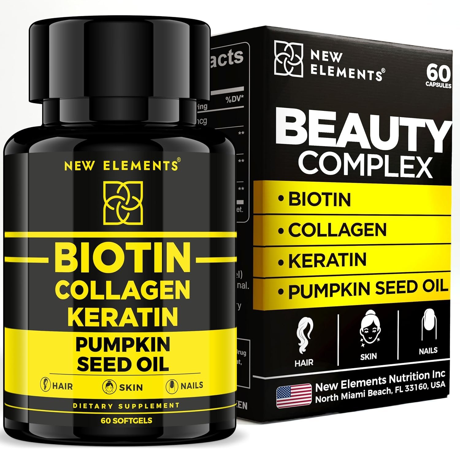 Biotin Supplement 10000mcg with Collagen Peptides Keratin and Pumpkin Seed Oil for Hair Skin and Nails | Hair Growth Supplement for Women & Men | Biotin and Collagen Supplements for Hair Loss