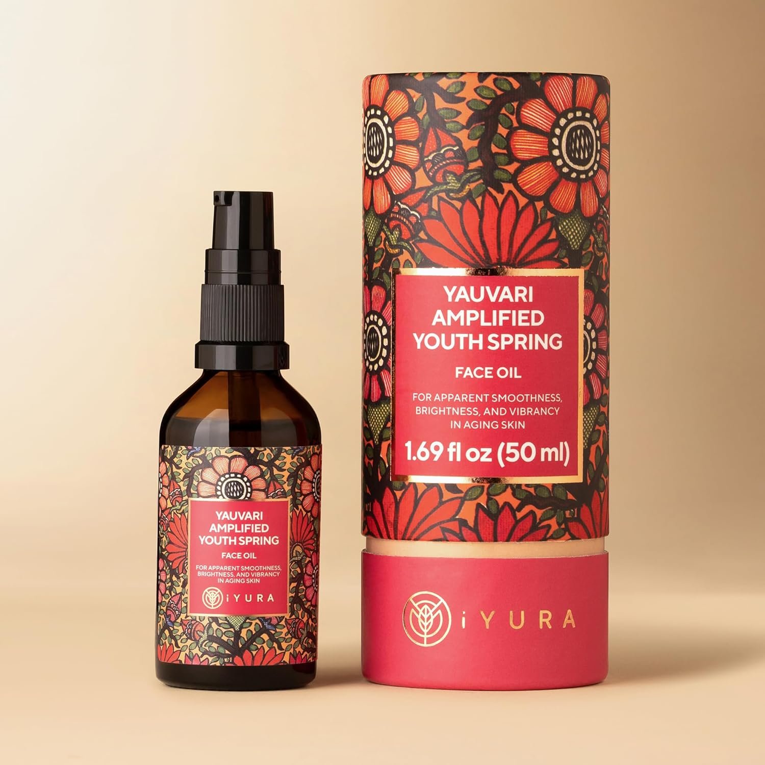 iYURA Yauvari Amplified Youth Spring—Face & Neck Moisturizer for Dry to Very Dry/Mature Skin | Firms the Look of Cheeks, Jowls & Neck | Pro-Aging, Natural Face Oil with Black Gram | 1.69 fl oz (50 ml)