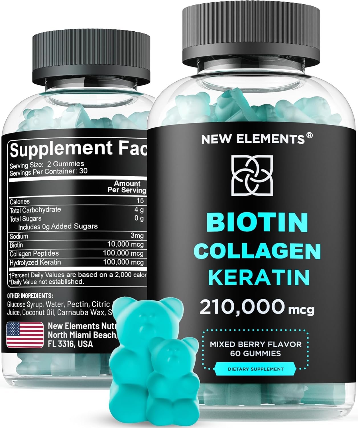 Biotin Gummies with Keratin & Collagen Peptides – Advanced Supplement for Hair Growth Treatment for Men & Women Hair Skin and Nails Vitamins – Biotin 10000mcg | Keratin 100000mcg | Collagen 100000mcg