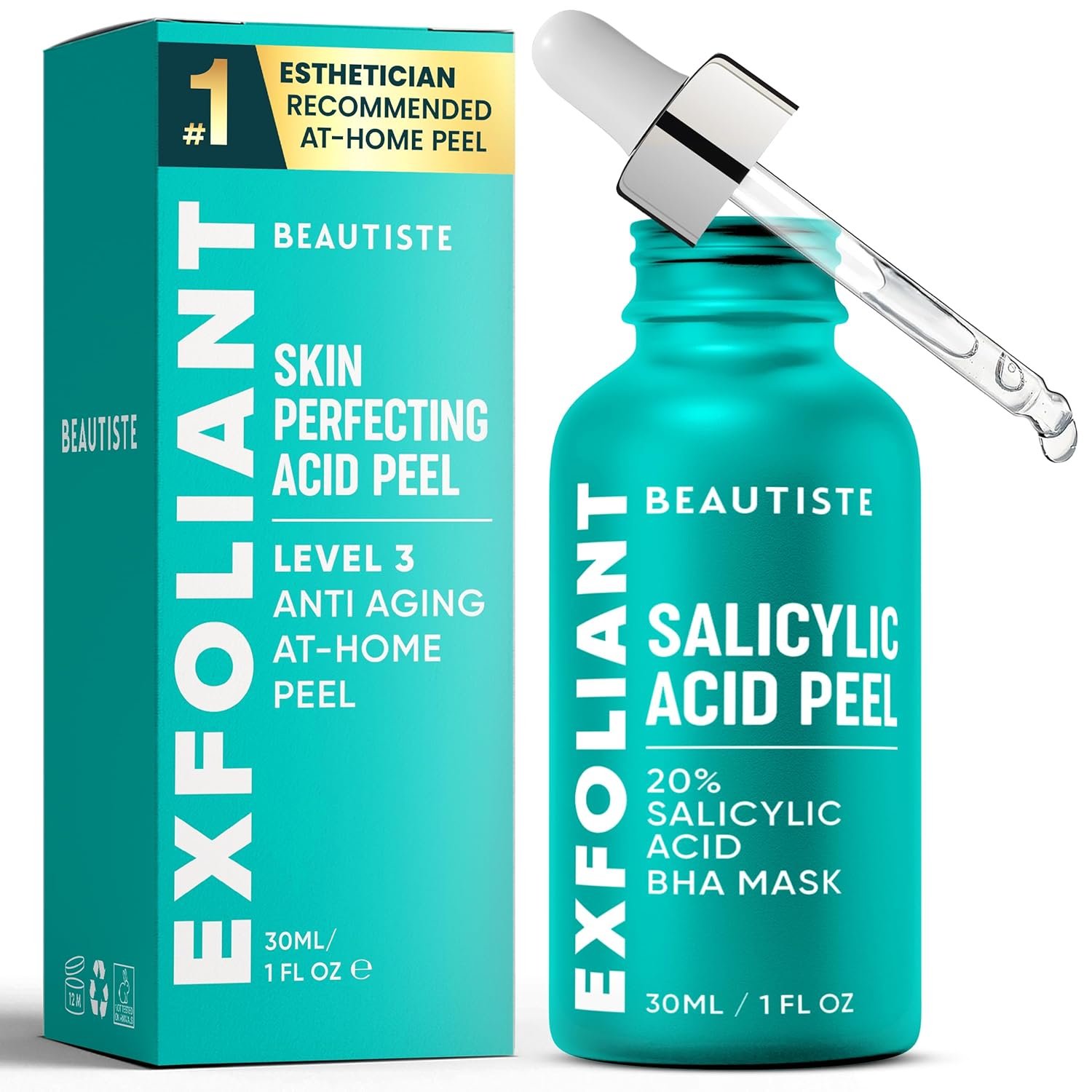 BHA 20% Peeling Solution, Advanced Salicylic Acid Exfoliating Peel for More Even-Looking Skin Tone – Liquid Exfoliant for Face Peel, Professional Spa Chemical Peel, 1-ounce