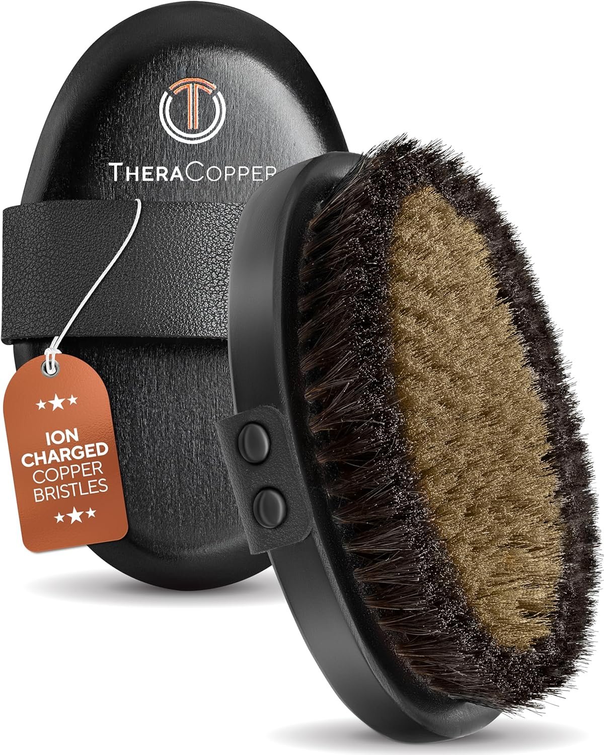 TheraCopper Copper Body Brush – Premium Ionic Copper Dry Brushing Body Brush for Lymphatic Drainage – Natural Copper-Bristles for Exfoliation, Cellulite Reduction, Improve Circulation & Radiant Skin