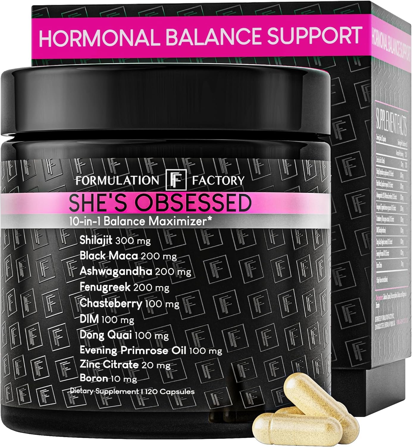 Formulation Factory Hormone Balance for Women – She’s Obsessed Vitality Complex with Maca Root & Ashwagandha – Libido & Mood Support – 120 Capsules, 2 Month Supply